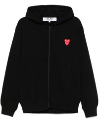 COMME DES GARÇONS PLAY - Felpa Con Cappuccio E Applicazione Doppio Cuore - Lyst