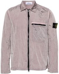 Stone Island - Compass-badge Crinkled Shirt Jacket - Lyst