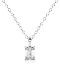 Diamond Essentials - Lab-Grown Emerald-Cut Diamond Necklace - Lyst