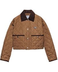 Prada - Veste Matelassée À Col En Velours Côtelé - Lyst