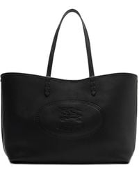 Burberry - Highlands Leren Shopper Met Logo-Reliëf - Lyst