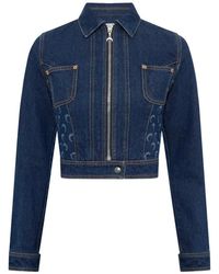 Marine Serre - Logo-Print Denim Jacket - Lyst