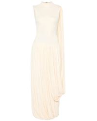 Abadia - Mock-Neck Drape Dress Long - Lyst