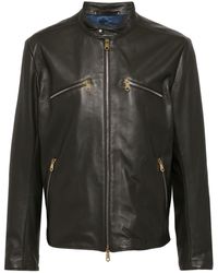 Paul Smith - Band-collar Leather Biker Jacket - Lyst