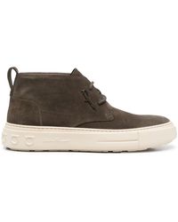 Ferragamo - Lace-up Suede Sneaker Boots - Lyst