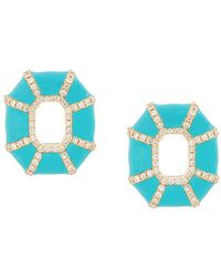 Nevernot Embellished Geometric Earrings - Blue