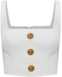 Balmain - Button Square-neck Top - Lyst