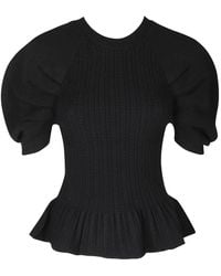 Blumarine - Cable-Knit Peplum Sweater - Lyst