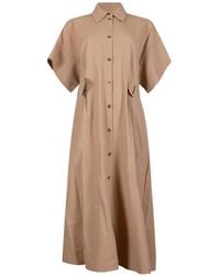 Pinko - Belted Button-Up Midi Dress - Lyst
