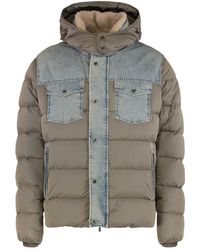 Moorer - Teve Donsjack Met Denim Vlak En Capuchon - Lyst
