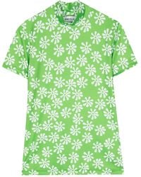 Enfold - Floral-Print Stand-Neck T-Shirt - Lyst