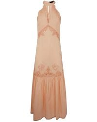 Twinset - Maxi Broderie-Anglaise Halterneck Dress - Lyst