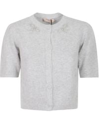 Twinset - Bow-Embellished Short-Sleeves Cardigan - Lyst