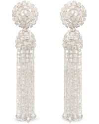 Oscar de la Renta - Beaded Tassel Clip-On Earrings - Lyst