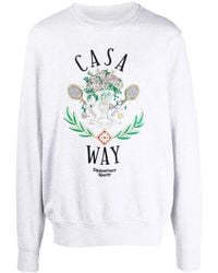 CASABLANCA - Sweatshirt Mit Logo-Stickerei - Lyst