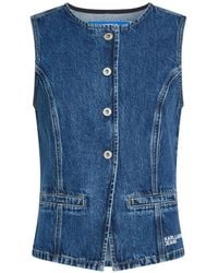 KARL LAGERFELD - Logo-Embroidered Denim Top - Lyst