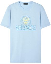 Versace - | T-shirt in cotone con stampa medusa | male | BLU | L - Lyst