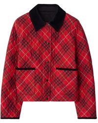 Burberry - Veste Matelassée En Coton À Motif Check Et À Finitions En Velours Côtelé - Lyst