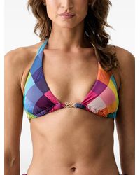 Kurt Geiger - Check-Print Triangle Bikini Top - Lyst
