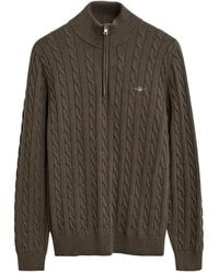 GANT - Cable-Knit Half-Zip Sweater - Lyst
