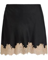 RIXO London - Lace-Trim Satin Mini Skirt - Lyst