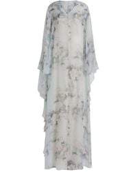 Alberta Ferretti - Floral-Print Cape Maxi Dress - Lyst