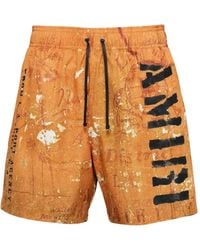 Amiri - Stencil-Print Swim Shorts - Lyst