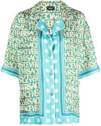 Versace - Allover Polka Dot-print Silk Shirt - Lyst