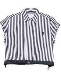 Sacai - Striped Short Sleeve Shirt - Lyst
