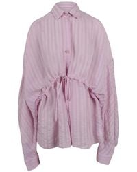 Thelatest - Drawstring Striped Shirt - Lyst