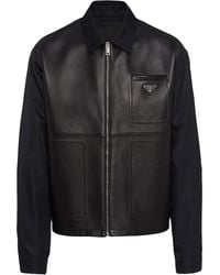Prada - Re-Nylon Leather Jacket - Lyst