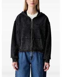 KARL LAGERFELD - Acid-Wash Logo-Embroidered Hoodie - Lyst
