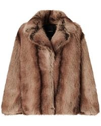 Pinko - Faux-Fur Notch-Lapels Coat - Lyst