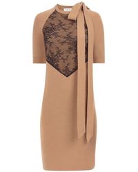 Nina Ricci - Lace-Panelled Bow-Detail Midi Dress - Lyst