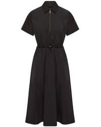 Moncler - Drawstring-Waist Zip-Up Midi Dress - Lyst