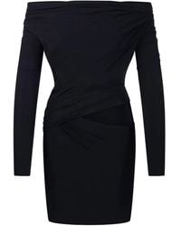 Amazuìn - Off-Shoulder Long-Sleeve Mini Dress - Lyst