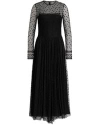 Alberta Ferretti - Polka-Dot Embroidered-Lace Midi Dress - Lyst