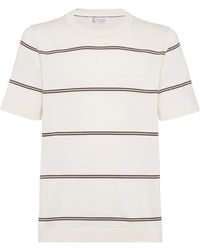 Brunello Cucinelli - Gestreiftes T-Shirt - Lyst