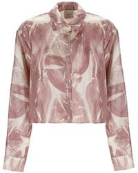 Alysi - Camisa Estampada Con Cuello De Pico - Lyst