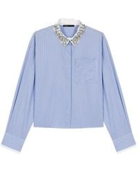 Maje - Striped Embellished-Collar Shirt - Lyst