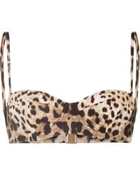 Dolce & Gabbana - Leopard-Print Bikini Top - Lyst