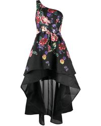 Marchesa - Floral-embroidered One-shoulder Tiered Dress - Lyst