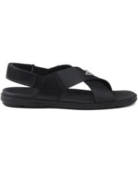 Prada - Vit Sport Leather Sandals - Lyst