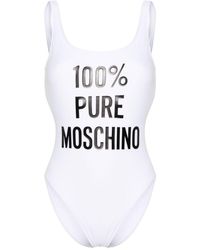 Moschino - Rückenfreier Badeanzug mit Logo-Print - Lyst