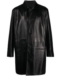 Prada - Single-breasted Leather Coat - Lyst
