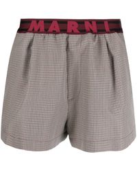 Marni - Logo-waistband Checked Shorts - Lyst