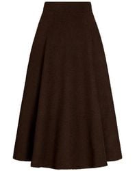 Oscar de la Renta - Wool Tweed Pleated Skirt - Lyst