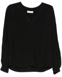 Twinset - Top Con Scollo A V E Maniche A Palloncino - Lyst
