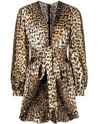 Roberto Cavalli - Robe Courte À Imprimé Léopard - Lyst