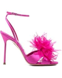 Aquazzura - Poème Feather-Detail Sandals - Lyst